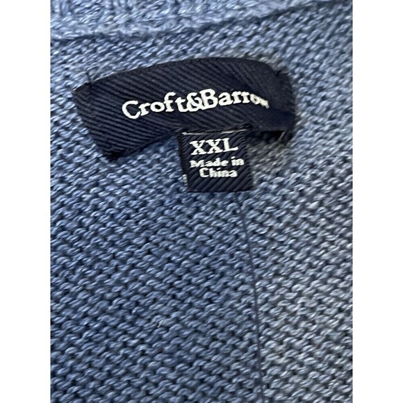 Croft & Barrow Men’s 2XL Cotton Blend Periwinkle Mock-neck 1/4 Zip Sweater - Picture 3 of 8